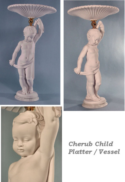 Cherub With Platter Alabaster A. Giannelli Sculpture